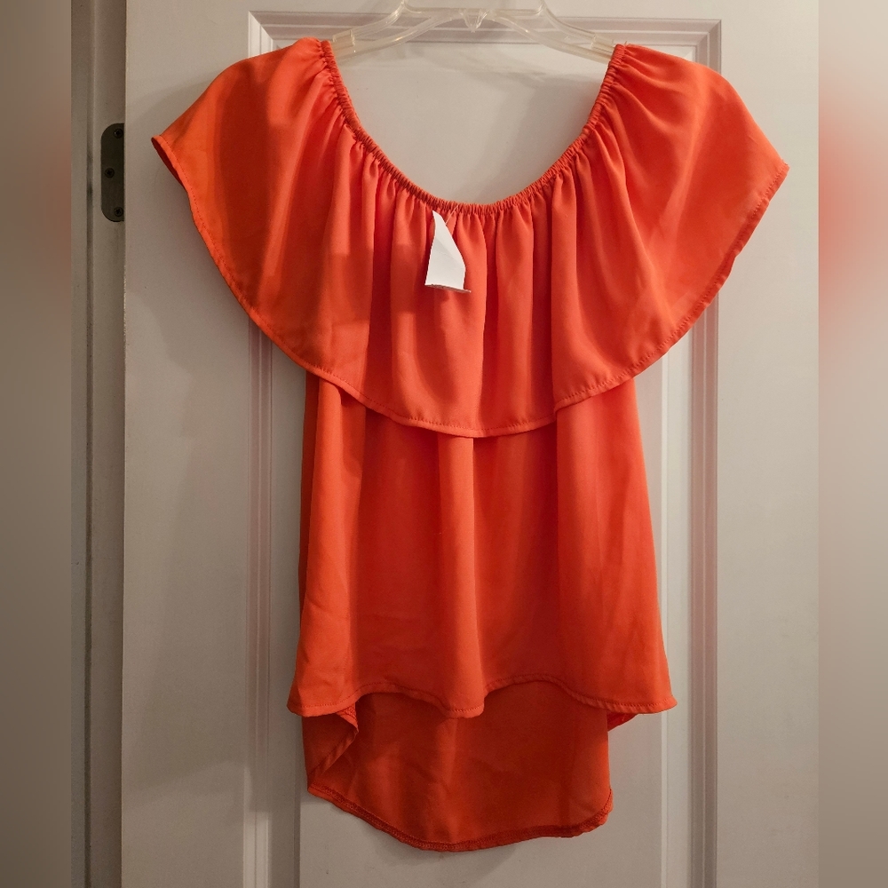 Orange Off the Shoulder Top, XS, Charlotte Russe